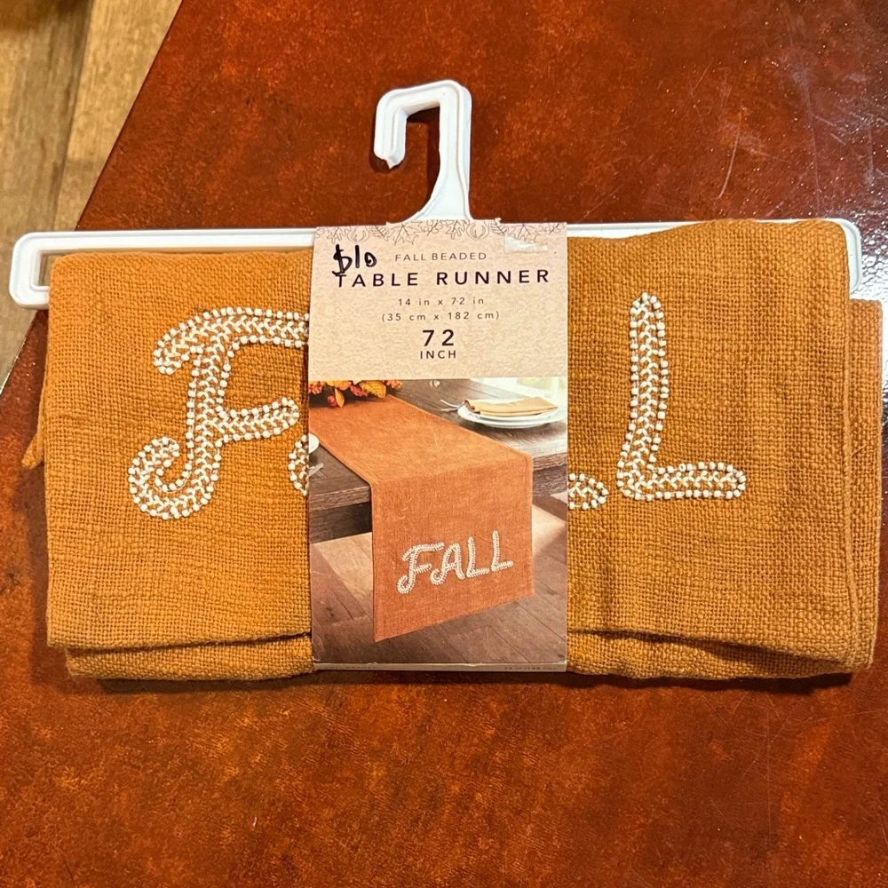 Orange Fall Beaded Table Runner